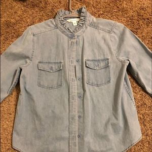 fall coverup button down denim shirt